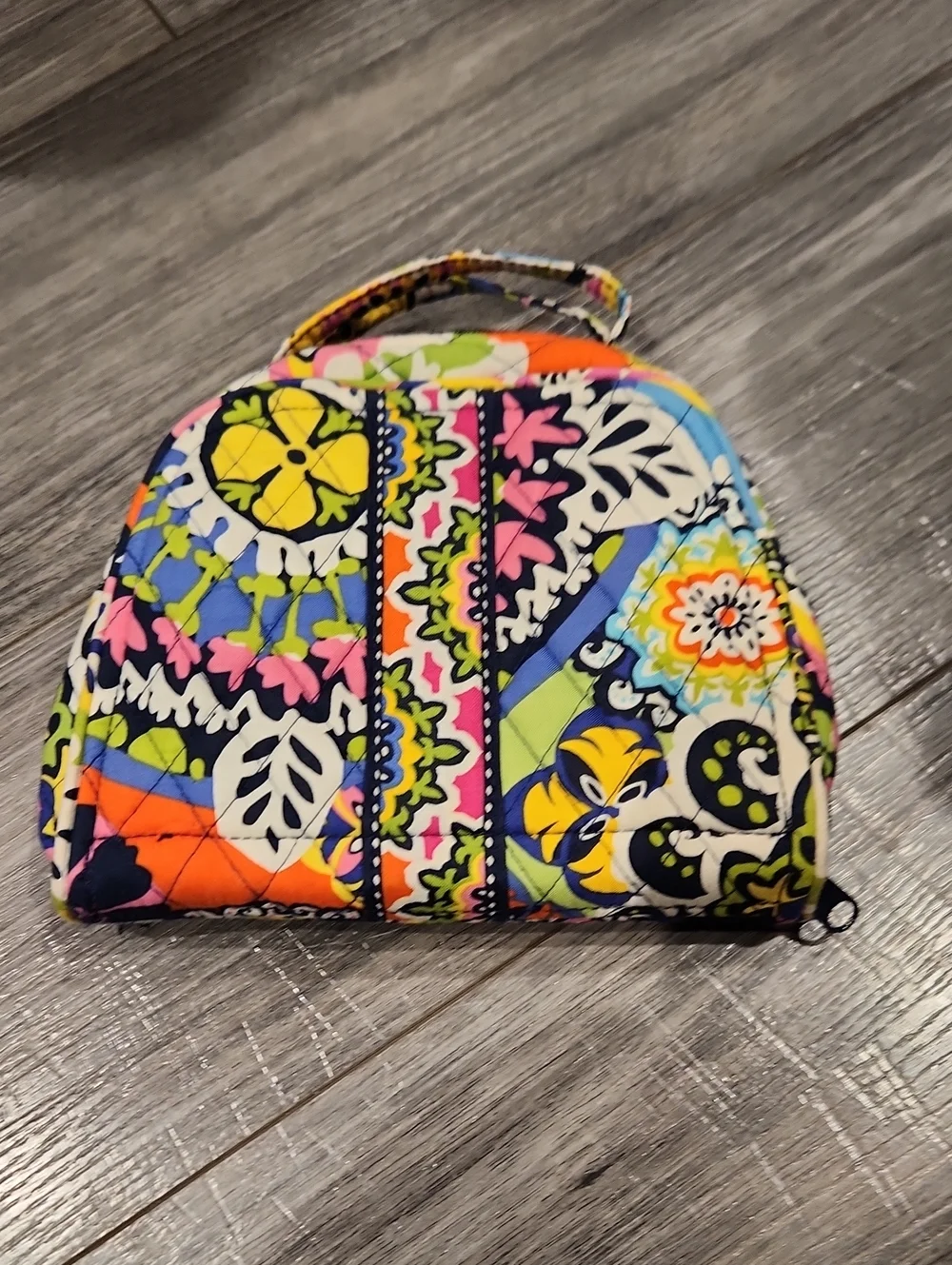 Vera Bradley Quilted Floral Jewelry Case in Navy, Pink, Lime & Orange